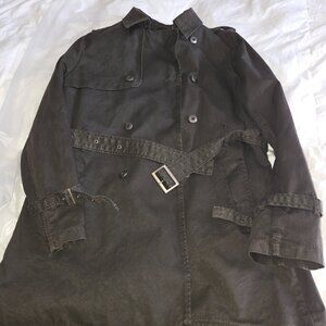 Rogue Wax type Long Coat -Lining -Charcoal Brown Black Rugged Urban Look-Vintage